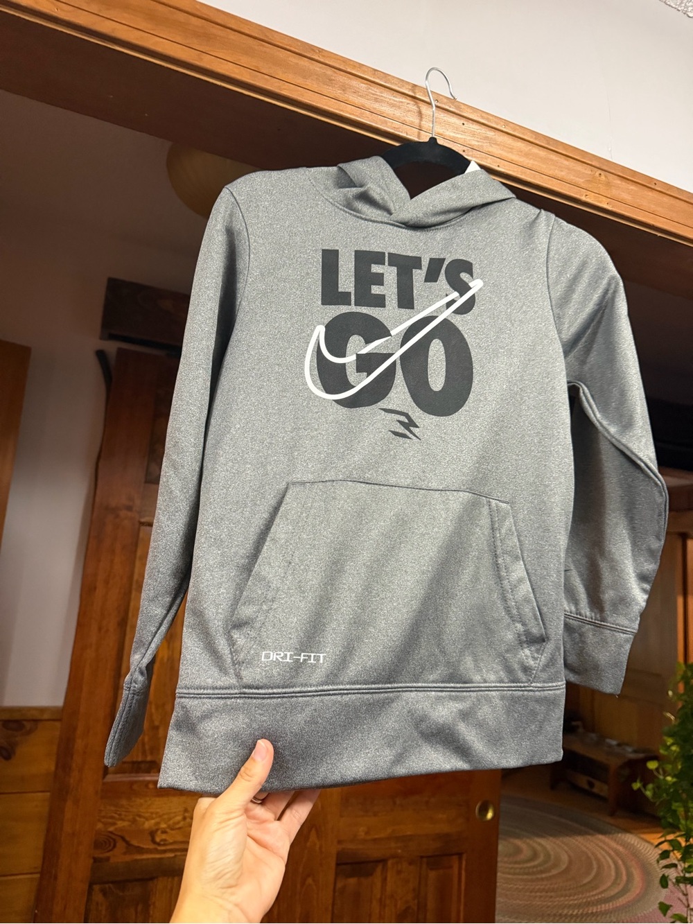 Nike Gray Men's Dri-FIT 'LET'S GO' Zip-Up Hooded Pullover